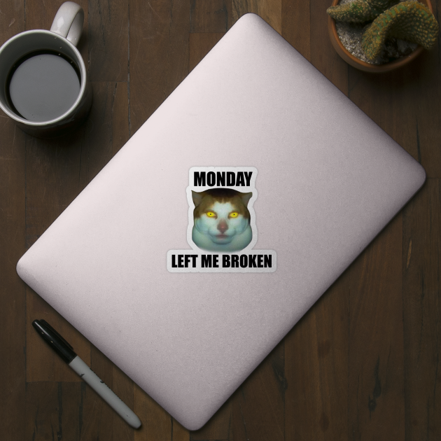 Monday Left Me Broken Cat | Funny Meme T-Shirt | Oddly Specific Shirt | Weird by Y2KSZN
